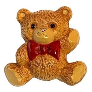 Hallmark Teddy Bear Pin Brooch Red Bow‎ 1984 Vintage Cute Collectible Gift